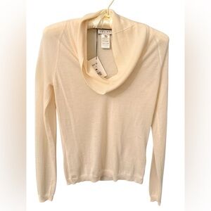 CELINE 100% Cashmere Cowl Neck Sweater Cream NWT Size M